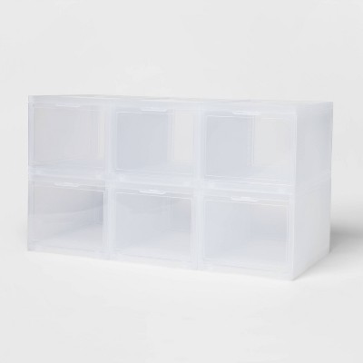 6pk Stackable Shoe Bins Front Opening Medium Clear Plastic - Made By Design™