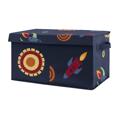 Sweet Jojo Designs Boy Fabric Storage Toy Bin Space Galaxy Blue Red And ...