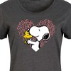Women's Peanuts Snoopy Woodstock Xo Heart Graphic T-shirt Dress - Heather Charcoal - X-Large - 2 of 4