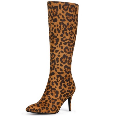 BLISSFUL STEP Classic Pointed Toe Stiletto Heel Knee High Boots for Women