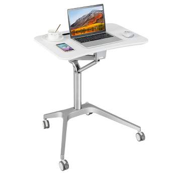 Tangkula Pneumatic Standing Desk Rolling Adjustable Laptop Cart Mobile Podium w/ Slot
