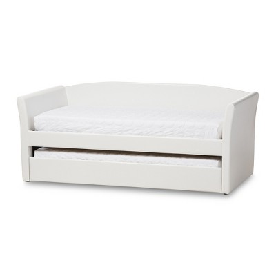 Twin Camino Modern and Contemporary Faux Leather Upholstered Daybed with Guest Trundle Bed - Baxton Studio