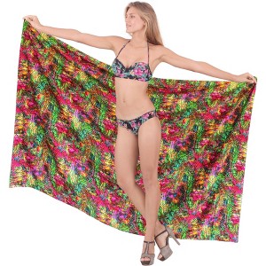 LA LEELA Women's Beachwear Summer Beach Bikini Wraps Sarong Coverups Wrap Swim Cover Up Swimwear Swimsuit Coverups for Women One Size Green,Abstract - 1 of 4