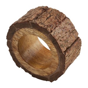 Saro Lifestyle Saro Lifestyle Wood Bark Napkin Ring Holders (Set of 4), Brown, - 1 of 4
