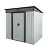 MOEPISY 6ft X 5ft Outdoor Metal Storage Shed With Lockable Sliding Doors And Transparent Plate, White And Black - 2 of 4