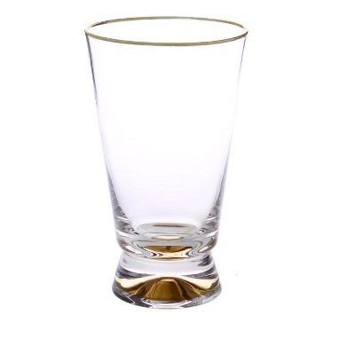 Classic Touch Set Of 6 Tumblers With Gold Base And Rim - 3.5"D