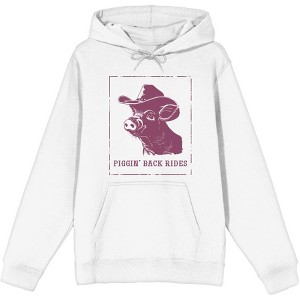 Cowboy Pig "Piggin' Back Rides" Adult Long Sleeve Hoodie - 1 of 2