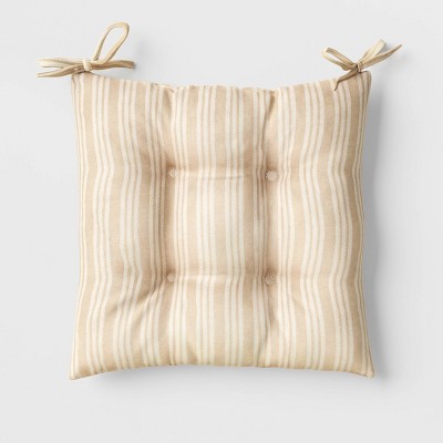 Outdoor Seat Cushion Triple Stripe Tan/White - Threshold™ designed with Studio McGee