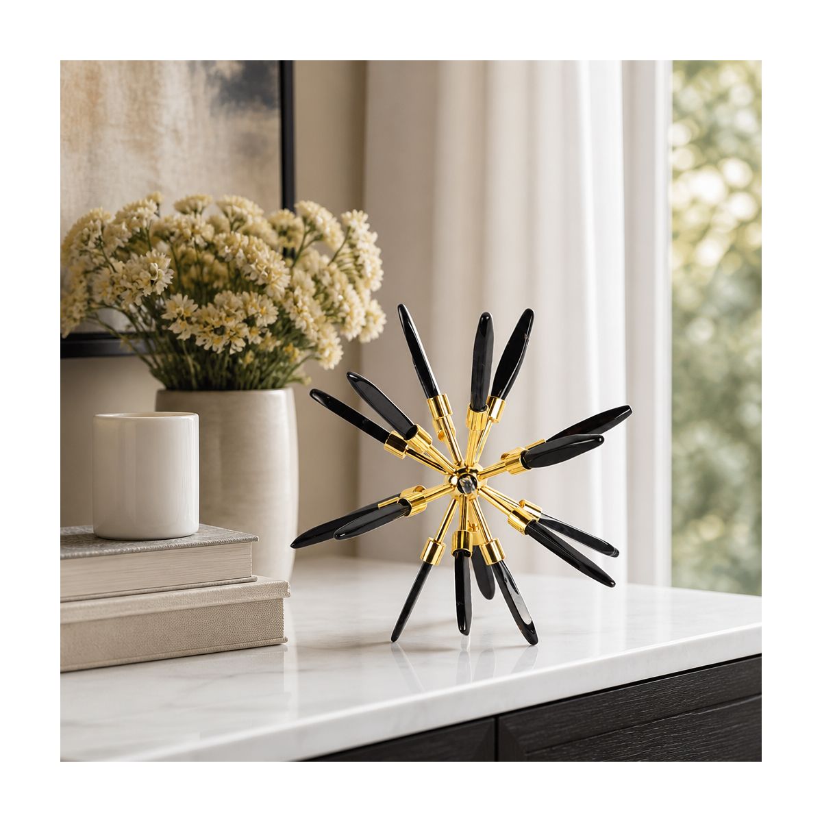 Decorative Crystal Starburst Statue for Home Decor - Stylish Sculpture Accent Perfect for Office, Shelf, and Living Room Decor