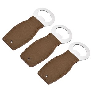Unique Bargains Stainless Steel Portable Beer Soda Bottle Opener with Leather Handle for Bar Party - 1 of 4