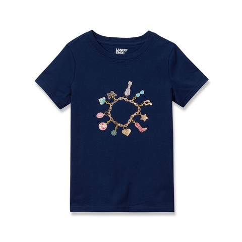 Lands' End Kids Short Sleeve Graphic Tee - Large - Vacay Mode/Pale Rose