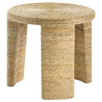 Natural Woven Rattan Round End Table with Storage