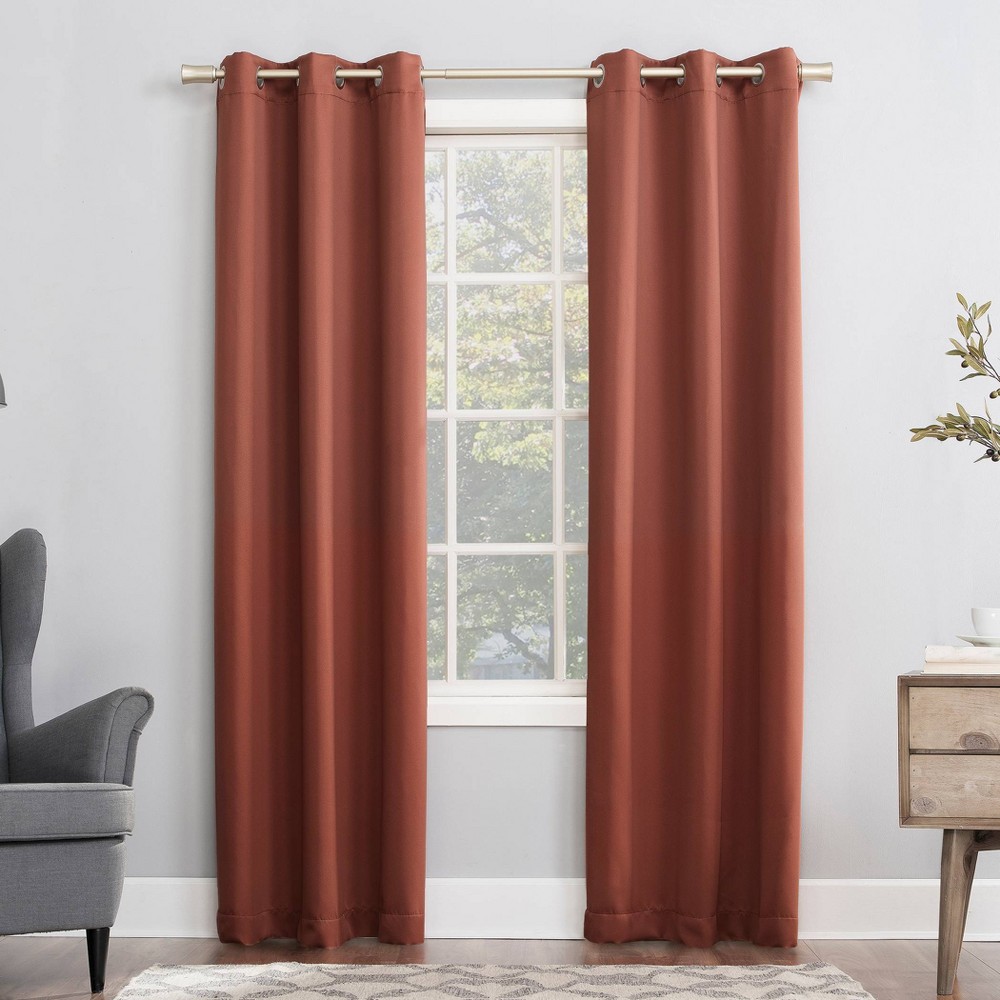 40"x54" Sun Zero Blackout Kenneth Energy Saving Grommet Curtain Panel Dark Orange: Solid Polyester Indoor Curtain