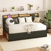 Zevemomo Twin Daybed with 2 Storage Drawers, LED Lights & Upholstered Headboard, Steel Slat Support Metal Frame for Living Room & Bedroom, Black - 2 of 4