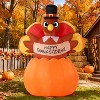 Joyfy 6FT Thanksgiving Inflatables Turkey on Pumpkin Outdoor Decorations, Thanksgiving LED Light-Up Inflatable Decoration for Garden Lawn Yard Party - 2 of 4