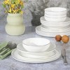 Gibson Elite Lana 16 Piece Bone China Double Plates and Bowls Dinnerware Set, White w/Gold Rim - 2 of 4