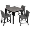 FONTOI Modern Counter Height Dining Set with Wooden Table Upholstered Chairs for Stylish Comfortable Home Kitchen Dining Space, Black, 39"*39"*35.8" - 3 of 4