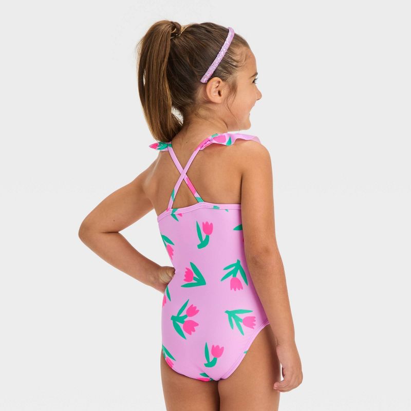 Toddler Girls' Ruffle One Piece Swimsuit - Cat & Jack™, 4 of 7