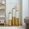 Grungis Set of 3 Metal Flower Vases,24"/28.34"/32.6" Decorative Vases for Luxury Home Decor, Entryway & Living Room Statement Centerpieces,Gold+White - 2 of 4