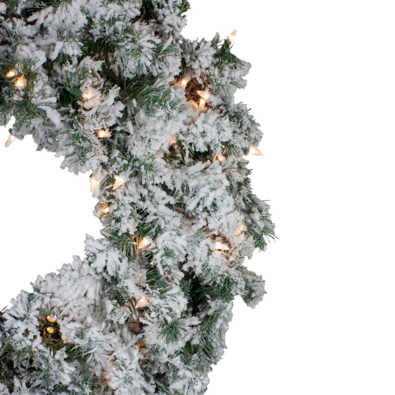 Northlight 30" Prelit Flocked Victoria Pine Artificial Christmas Wreath - Clear Lights, 4 of 5