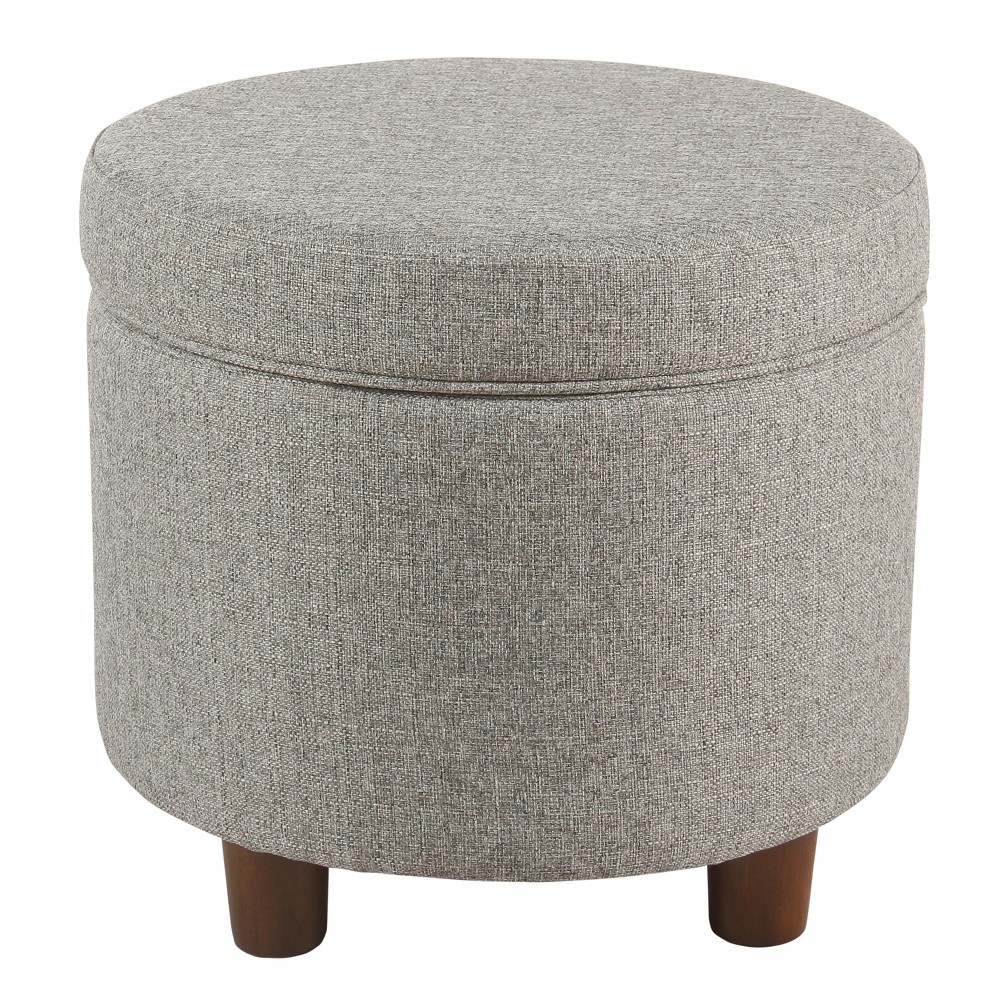 Round Storage Ottoman Light Gray Tweed - Homepop was $104.99 now $78.74 (25.0% off)