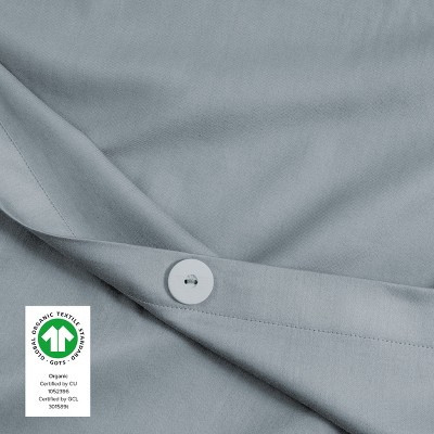 Dusty Blue Organic Cotton Twin/Twin XL Sateen Duvet Cover Set