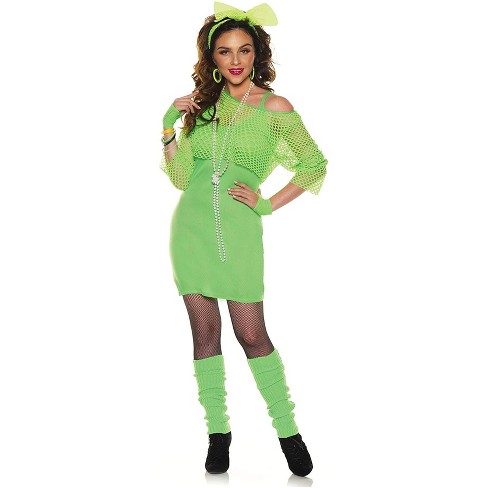Underwraps Totally 80s Woman's Neon Green Costume Dress