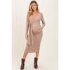 Pinkblush Taupe Ribbed Long Sleeve Maternity Wrap Dress - 2 of 4