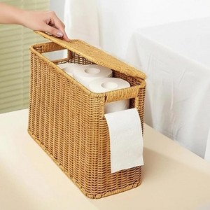 Toilet Paper Storage Basket, Toilet Paper Storage Holder for 9 Regular Rolls, Waterproof Wicker Basket for Bathroom, Guest Room - 1 of 4
