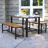 Sunnydaze European Chestnut 3-Piece Indoor/Outdoor Patio Dining Set with Powder-Coated Steel Frame - 4 of 4
