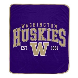 NCAA Washington Huskies Vintage Arch Block Flannel Fleece Blanket: Sports Team Logo Plush - 1 of 1