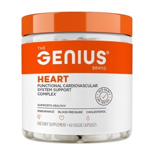 Genius Brand Genius Heart Supplement—Supports Heart, Blood & Oxygen Flow—With Grapeseed Extract—Non-GMO, Gluten-Free, Vegan—60 Veggie Pills - 1 of 4