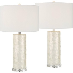 360 Lighting Sabina 27 1/2" High Textured White Cylinder Table Lamp Set of 2 - 1 of 4