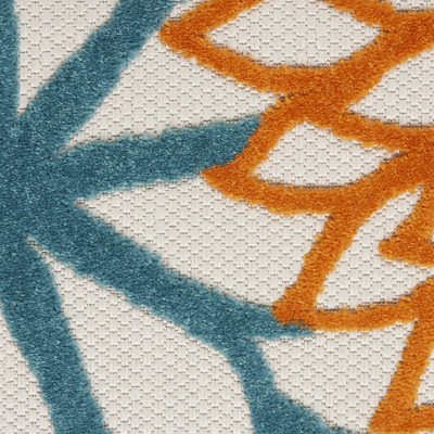 Tropical Turquoise Floral 2' x 6' Synthetic Outdoor Runner Rug