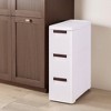 VECELO Narrow Bathroom Storage Cabinet, Mobile Plastic Slim Rolling Organizer Cart with Built-in 4 Wheels for Living Room or Bathroom, White - 4 of 4