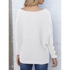 Coolmee Women's Off Shoulder Sweaters Fall Fashion Solid Long Batwing Sleeve Loose Fit Ribbed Knit Tops Casual Pullovers Jumpers S White - 4 of 4