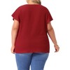 Agnes Orinda Women's Plus Size Textured V Neck Ruffle Short Sleeve Casual Tops - 4 of 4