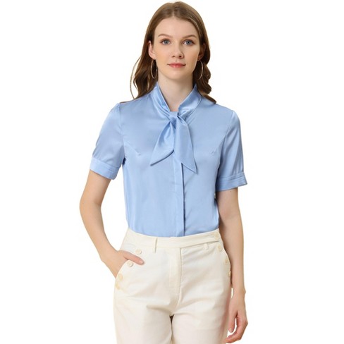 Allegra K Women's Satin Work Collar Sleeveless Button Down Shirts : Target