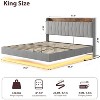 Floating Bed Frame with Charging Station, Upholstered Platform Bed - 2 of 4