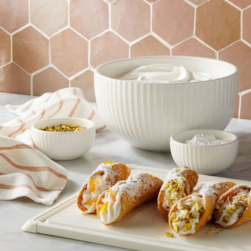 Earthenware Ribbed Mixing Bowl Cream - Figmint&#8482;, 3 of 5