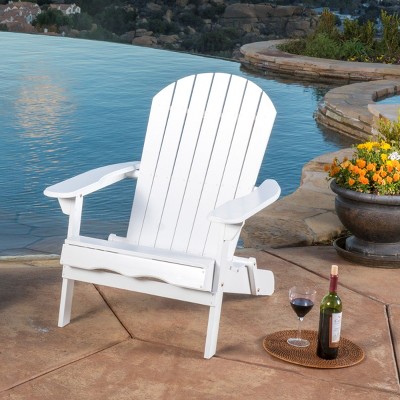 Rustic Foldable Acacia Wood Adirondack Chair with Slatted Design & Wide Armrests for Outdoor Use-Coolbibila