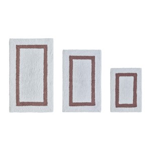 Hotel 3 PC Bath Rug 100% Premium Cotton Tufted Weave Two Tone Reversible Bathroom Rug, Super Soft Absorbent, Machine Washable Bath Mat - 1 of 4