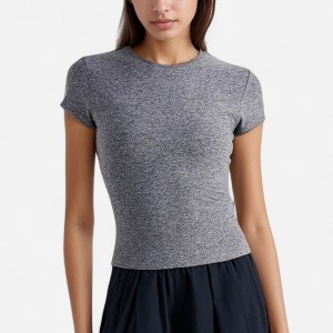 Anna-Kaci Active Women's Short Sleeve Fitted Crew Neck Top with Stretch Fabric for a Sleek and Comfortable Everyday Look - 1 of 4