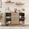 47" Sideboard Buffet Cabinet with Storage, Fluted Coffee Bar Cabinet with 4 Drawers and 2 Arched Sliding Doors, Modern Wood Storage Buffet Table - 4 of 4