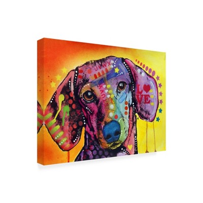 Trademark Fine Art -Dean Russo 'Tilt Dachshund Love' Canvas Art - 18''x24''
