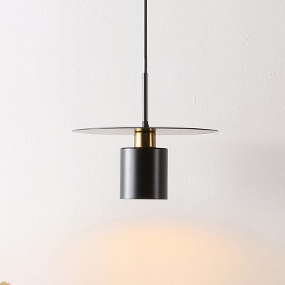 Contemporary 71'' Black and Brass Metal Pendant Light