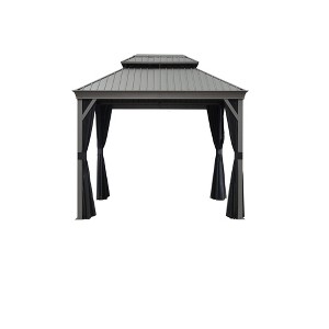 PURPLE LEAF Outdoor Hardtop Gazebo with Double Roof Metal Gazebo,Light Gray - 1 of 4
