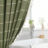 Green Boho Farmhouse Shower Curtain with Tassels, Rustic Cottagecore Aesthetic, Thick Waffle Textured Fabric, 72x72 Inches - 4 of 4