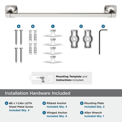 Brushed Nickel 18-Inch Wall Mounted Towel Bar