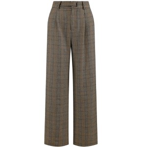 INSPIRE CHIC Women's Plaid Work Vintage Houndstooth Wide Leg Straight Long Pants - 1 of 4
